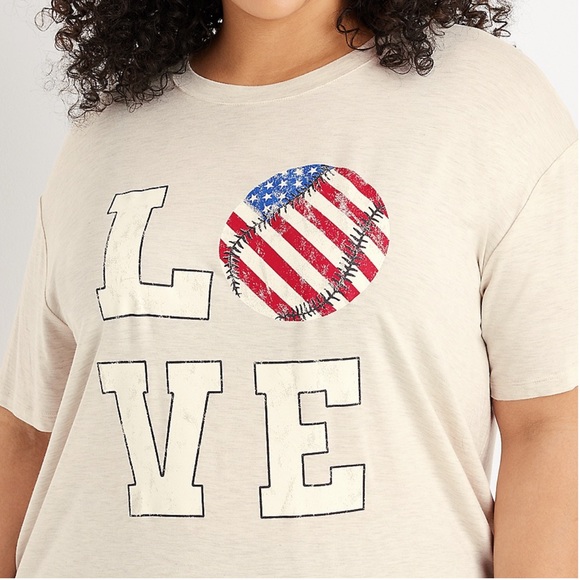 Maurices Tops - maurices Love Baseball Soft Graphic T-Shirt - Size L